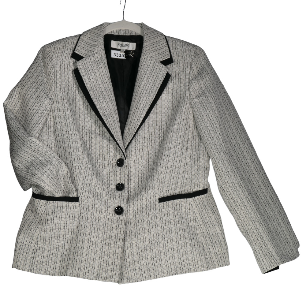 Jones NY Studio Jacket Blazer Womens Size 12 Pockets Metallic Contrast Lapel
